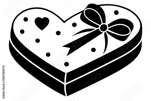 Heart-shaped reward box with romantic Valentine's Day decorations, pink and red hearts, ribbons, on a white background, clipart style, expressing love and attraction