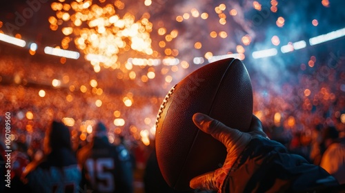 Excitement of Super Bowl Fans Team Gear CloseUp Football photo