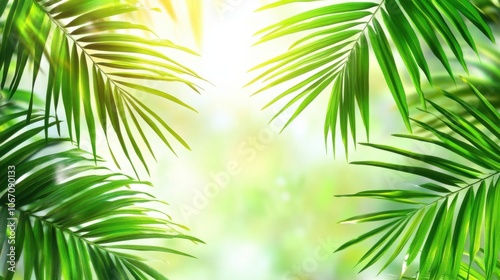 Lush Green Tropical Palm Leaves Background