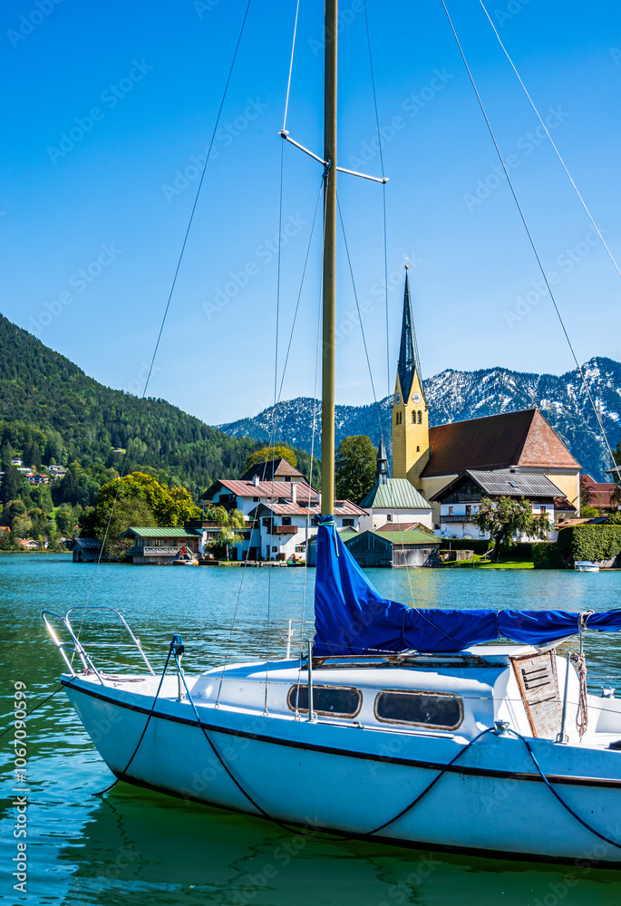 Fototapeta premium old town of Rottach-Egern at the Tegernsee lake