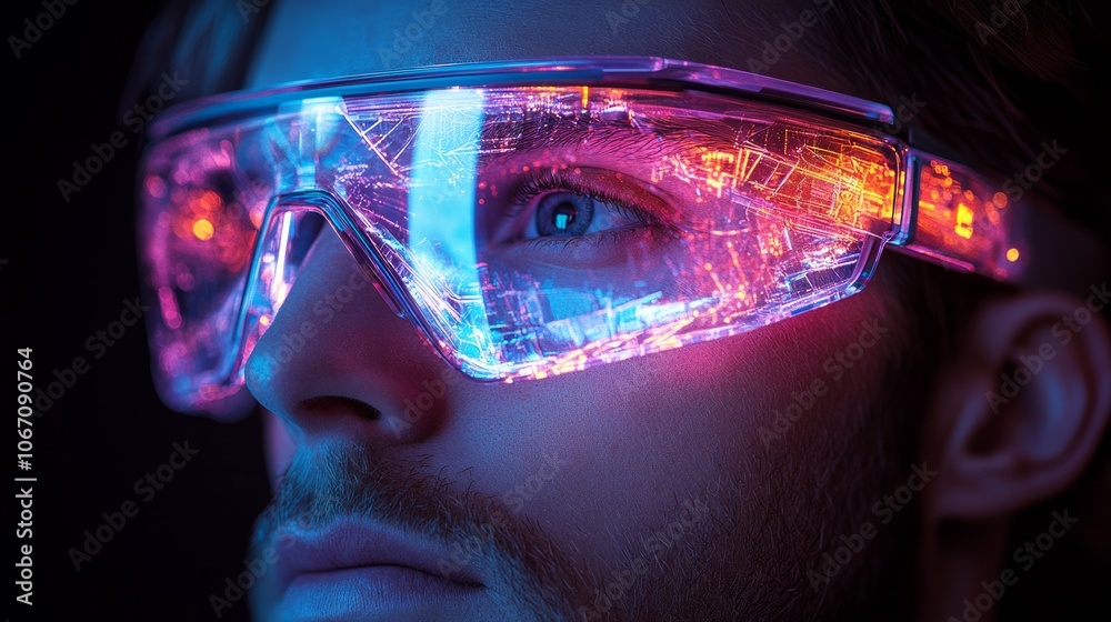 a man, VR Glass, design, futuristic, lightweight, ergonomic a man, VR Glass, design, futuristic, lightweight, ergonomic