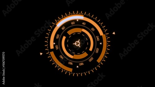 Circle HUD technological futuristic elements. Sci Fi circle elements. Technological HUD template. Available in 4K video render footage.