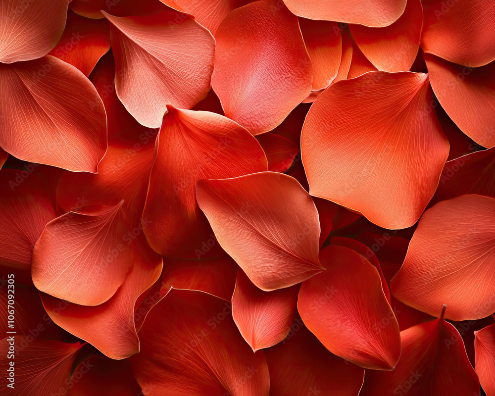Vibrant red rose petals close-up, soft and delicate texture.