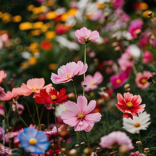 Close-up shot of blooming flowers in a garden