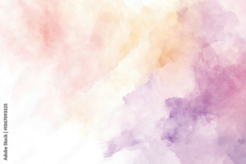 Abstract Watercolor Background with Pastel Pink, Yellow, and Purple Hues