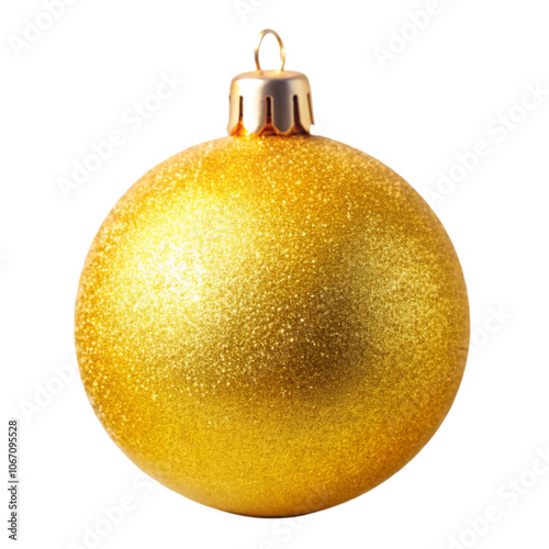 Yellow Christmas ball isolated on transparent background