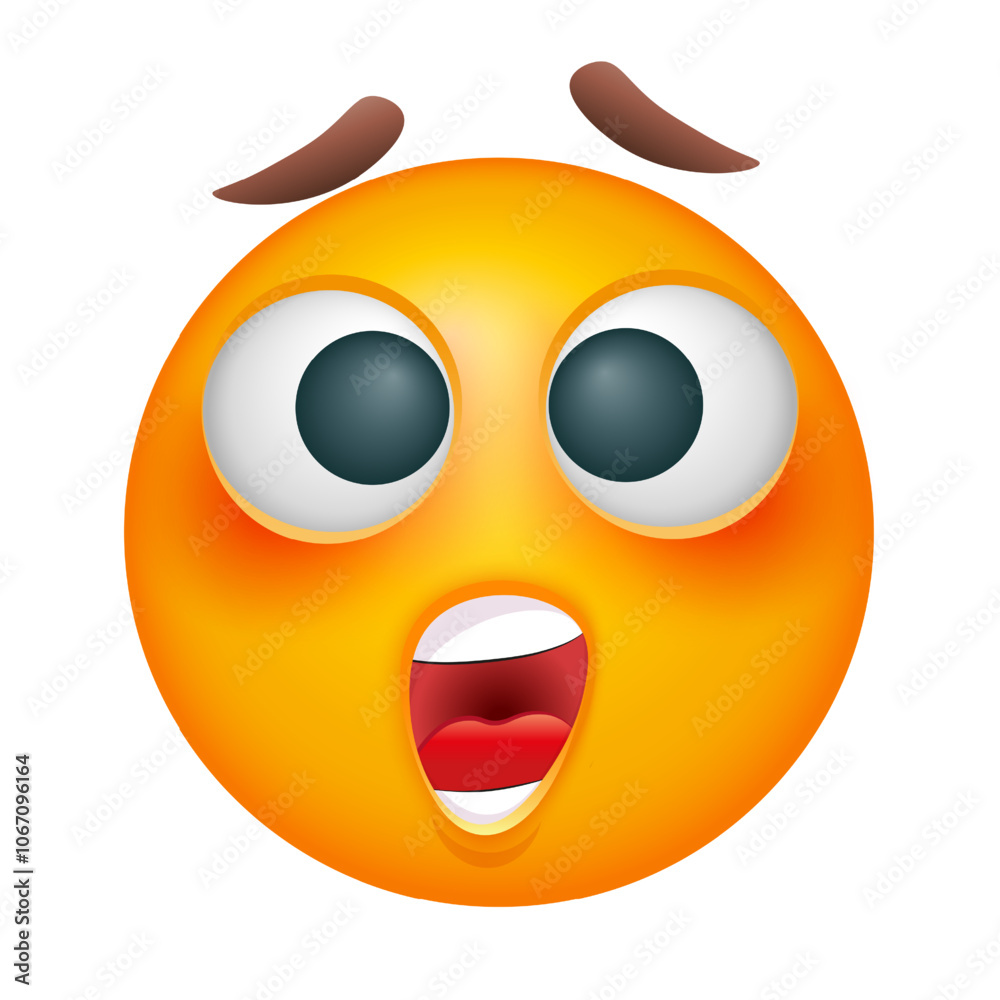 Fototapeta premium Dizzy emoji on white background. Cute surprized, shocked emoticon