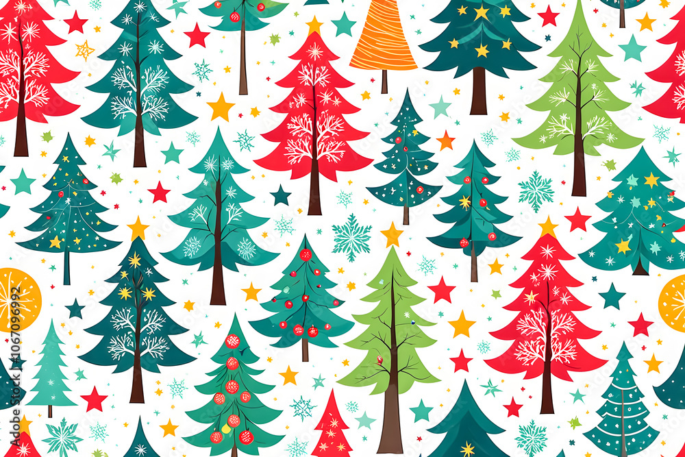 christmas tree and ornament pattern background christmas tree and ornament pattern background