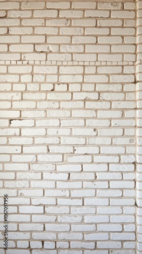 White painted old brick Wall background, architecture