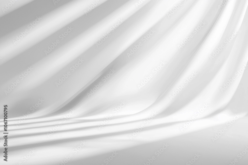 Soft white fabric draped gracefully with gentle shadows in sunlight Soft white fabric draped gracefully with gentle shadows in sunlight