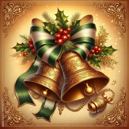 christmas bells with ribbon