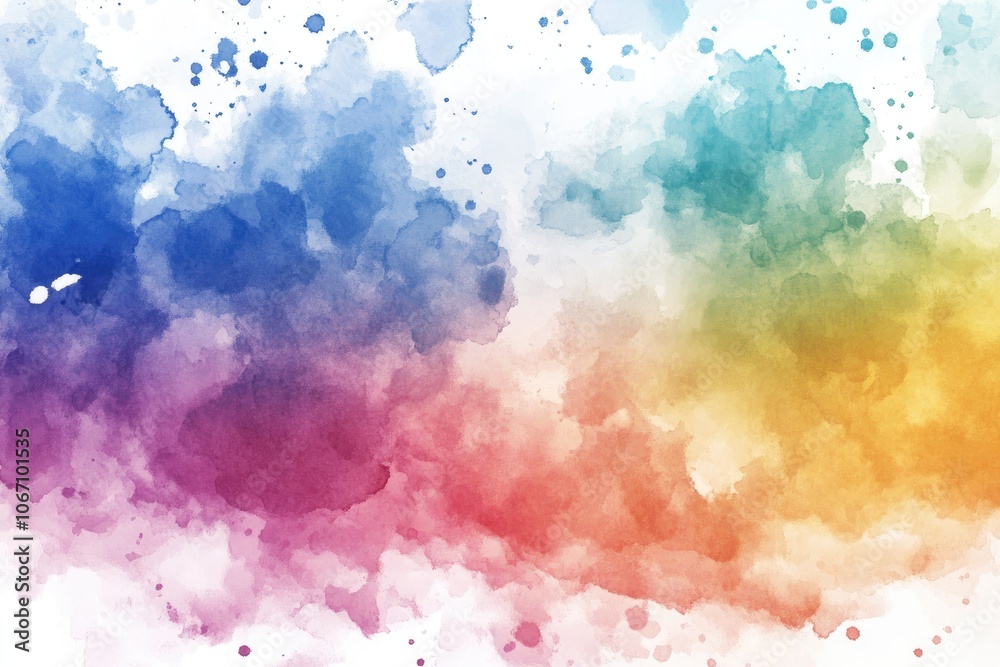 Abstract Watercolor Background with Rainbow Hues and Splashes Abstract Watercolor Background with Rainbow Hues and Splashes