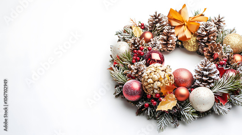 christmas wreath on a white bakcground photo