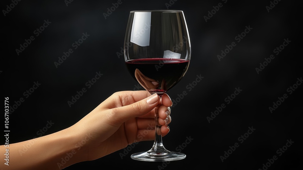 Hand holding a glass of red wine. Hand holding a glass of red wine.