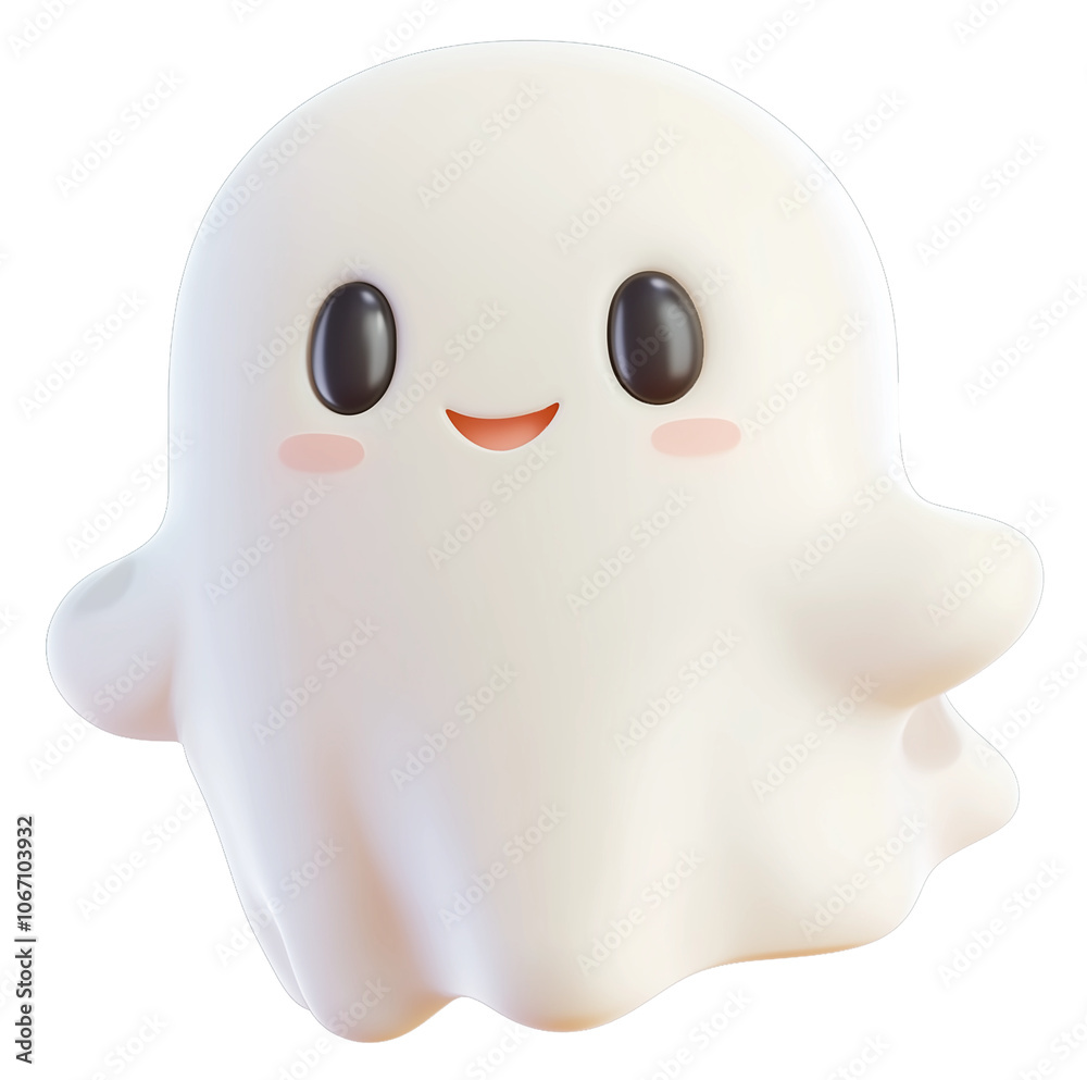 Halloween Ghost. Cute ghost character. Realistic 3d design element In plastic cartoon style. Icon isolated on white background. Vector illustration Halloween Ghost. Cute ghost character. Realistic 3d design element In plastic cartoon style. Icon isolated on white background. Vector illustration