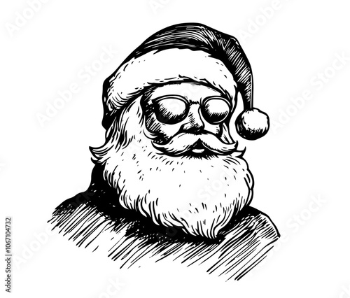 Vintage Santa Claus portraits in black ink style – black vector collection