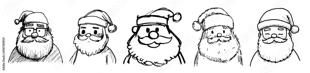 cartoon santa claus illustrations in simple black vector cartoon santa claus illustrations in simple black vector