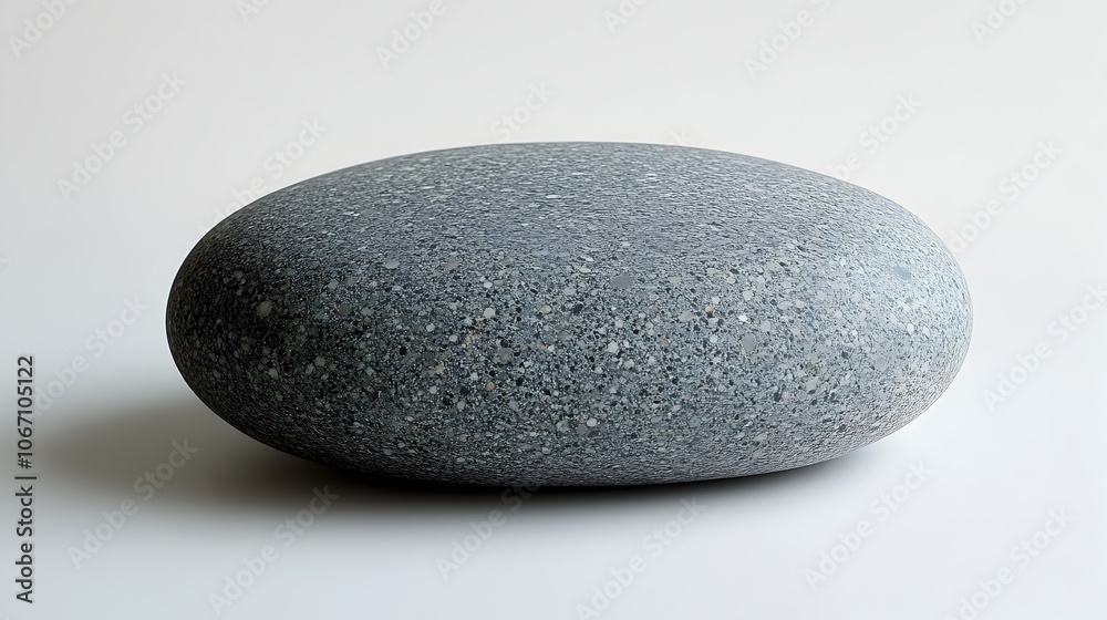 Smooth,gray stone pebble resting on a plain white background,representing a minimalist and zen-inspired concept. Smooth,gray stone pebble resting on a plain white background,representing a minimalist and zen-inspired concept.