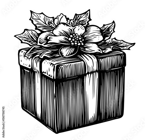 set of vintage christmas gift boxes in hand-drawn style – black vector collection