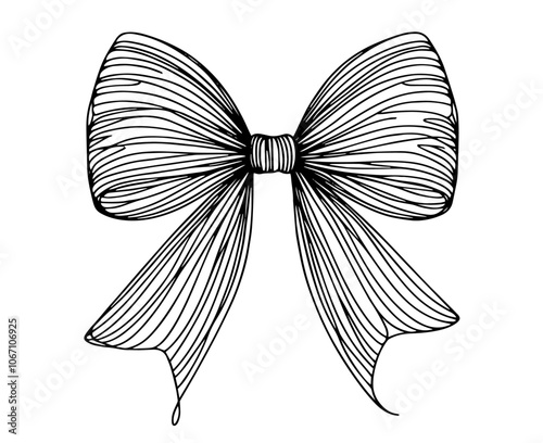 sophisticated bow design in detailed line art black vector