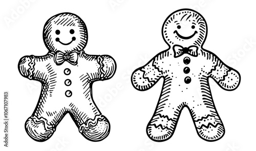 adorable holiday gingerbread cookie character illustration for festive designs black vector