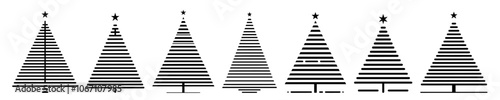 minimalist christmas tree design in line pattern black vector