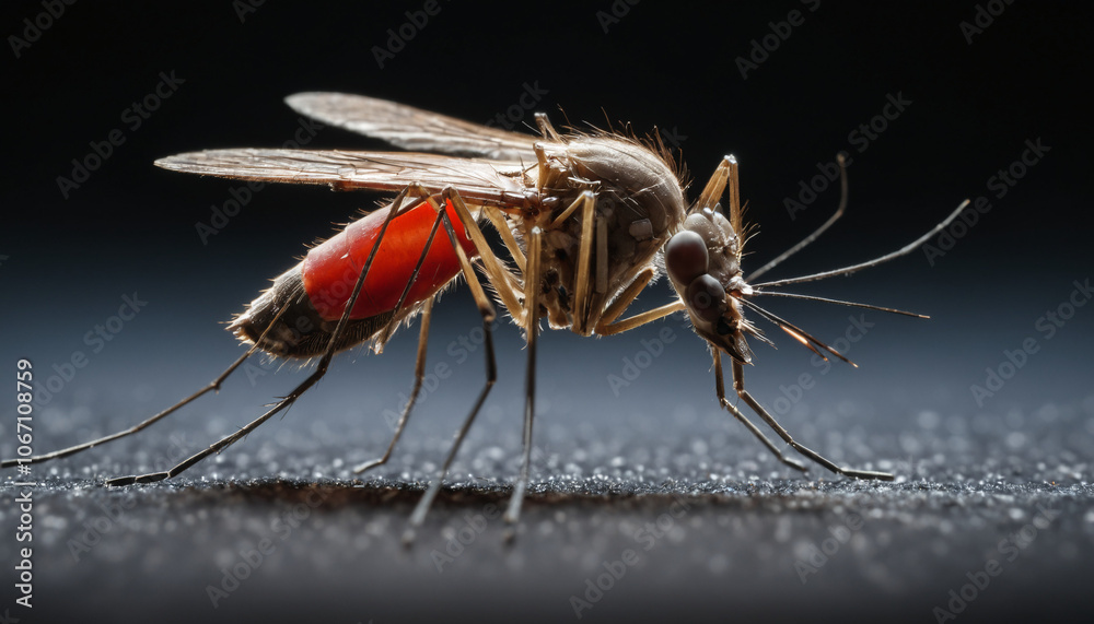 Naklejka premium mosquito, perfect lighting, spot light with dark background