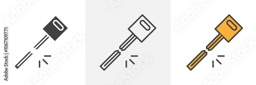 Broken key icon in black and colored style.