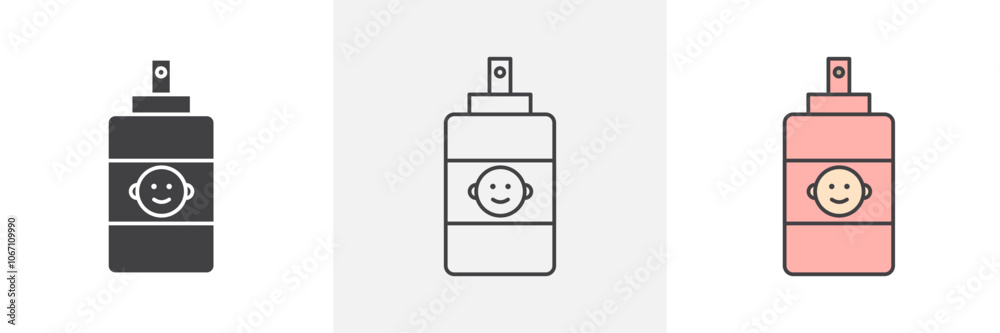 Baby shampoo icon in black and colored style. Baby shampoo icon in black and colored style.