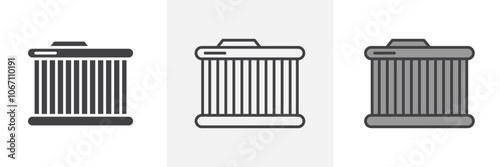 Car radiator icon in black and colored style.
