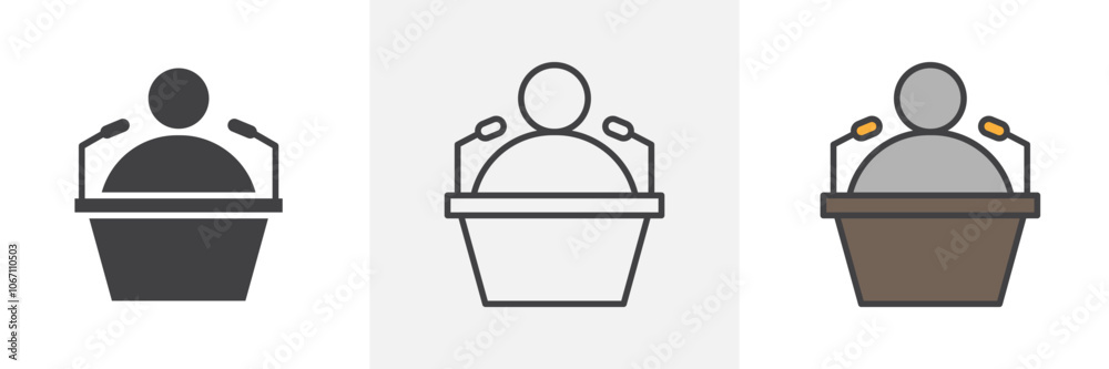 Politician speaker icon in black and colored style. Politician speaker icon in black and colored style.