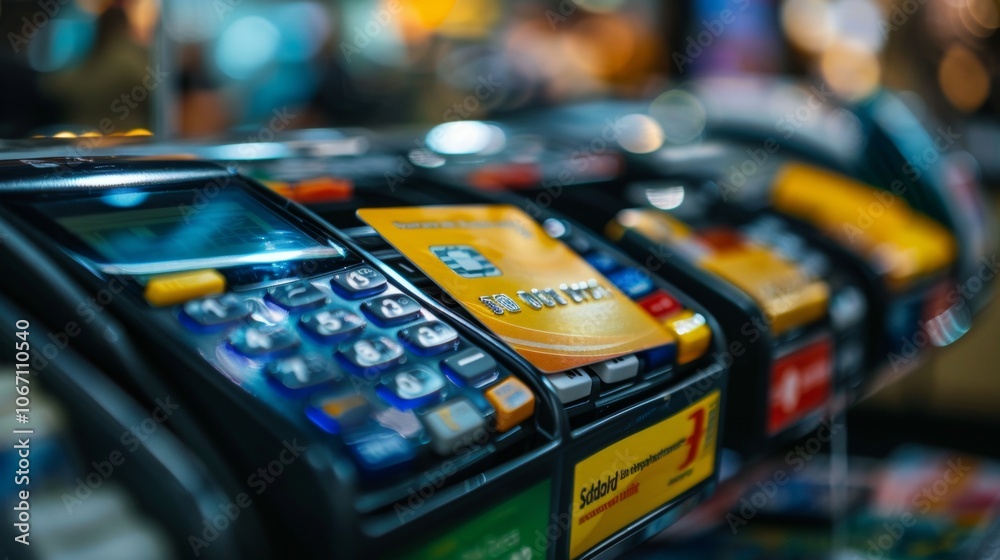 Naklejka premium Credit Card Payment Terminal in a Retail Setting