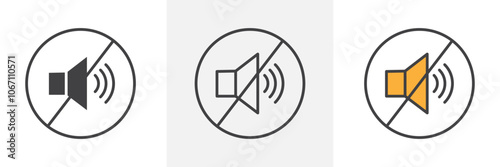 Mute sound icon in black and colored style.