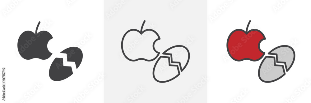 Fototapeta premium Organic waste icon in black and colored style.