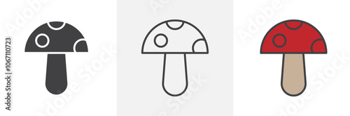 Mushroom icon in black and colored style.