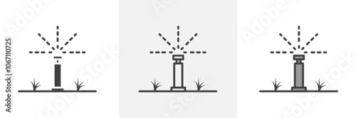 Lawn sprinkler icon in black and colored style.