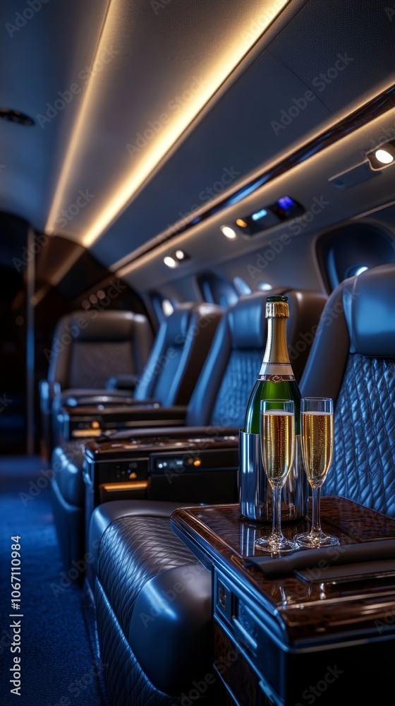 Fototapeta premium Luxurious private jet interior.