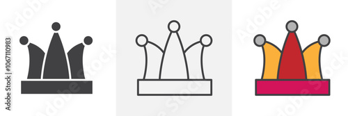 Joker hat icon in black and colored style.