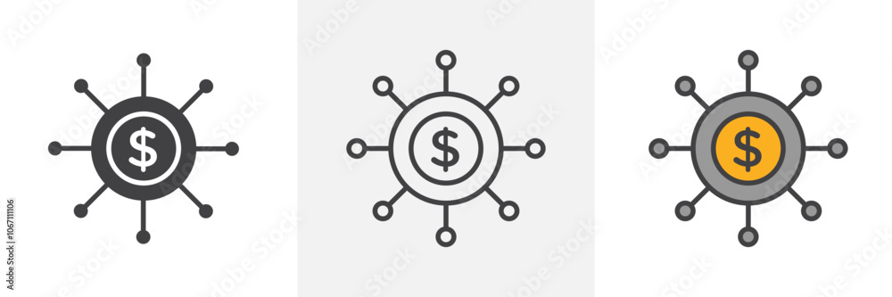 Business model icon in black and colored style. Business model icon in black and colored style.