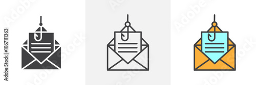 Email phishing icon in black and colored style.
