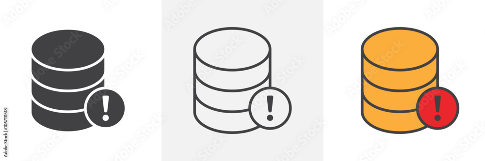 Data loss icon in black and colored style. Data loss icon in black and colored style.