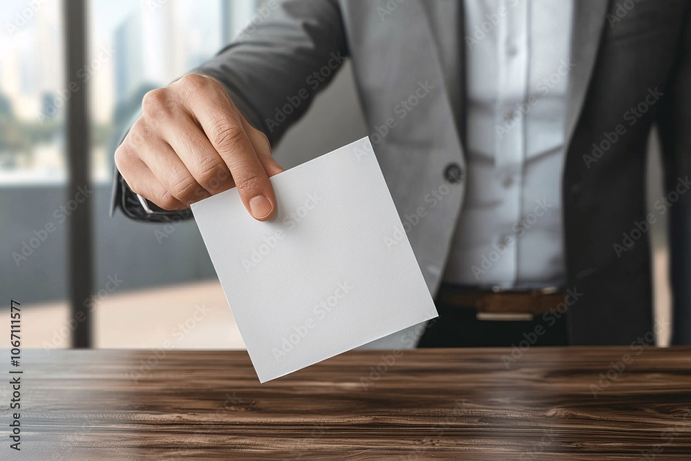 Businessman Hand Holding Blank White Card Mockup Businessman Hand Holding Blank White Card Mockup