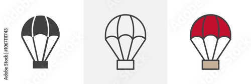Parachute icon in black and colored style.