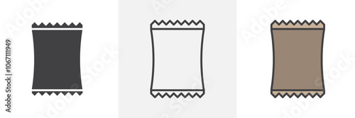 Chips bag icon in black and colored style.