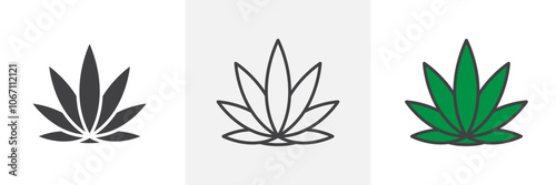 Weed icon in black and colored style.