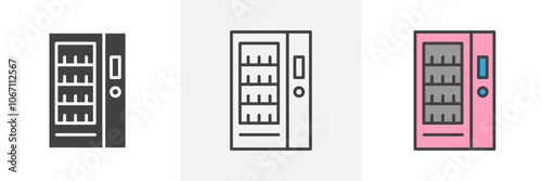 Vending machine icon in black and colored style.