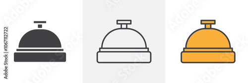 Reception bell icon in black and colored style.