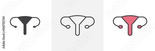 Uterus icon in black and colored style.