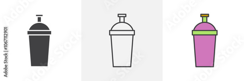 Protein shake icon in black and colored style.