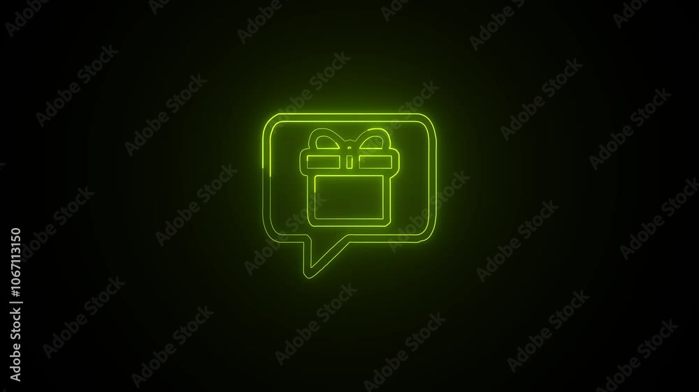 Neon Glowing Gift box icon. neon gift box. Gift box. Outer glowing effect banner on the black background. Neon Glowing Gift box icon. neon gift box. Gift box. Outer glowing effect banner on the black background.
